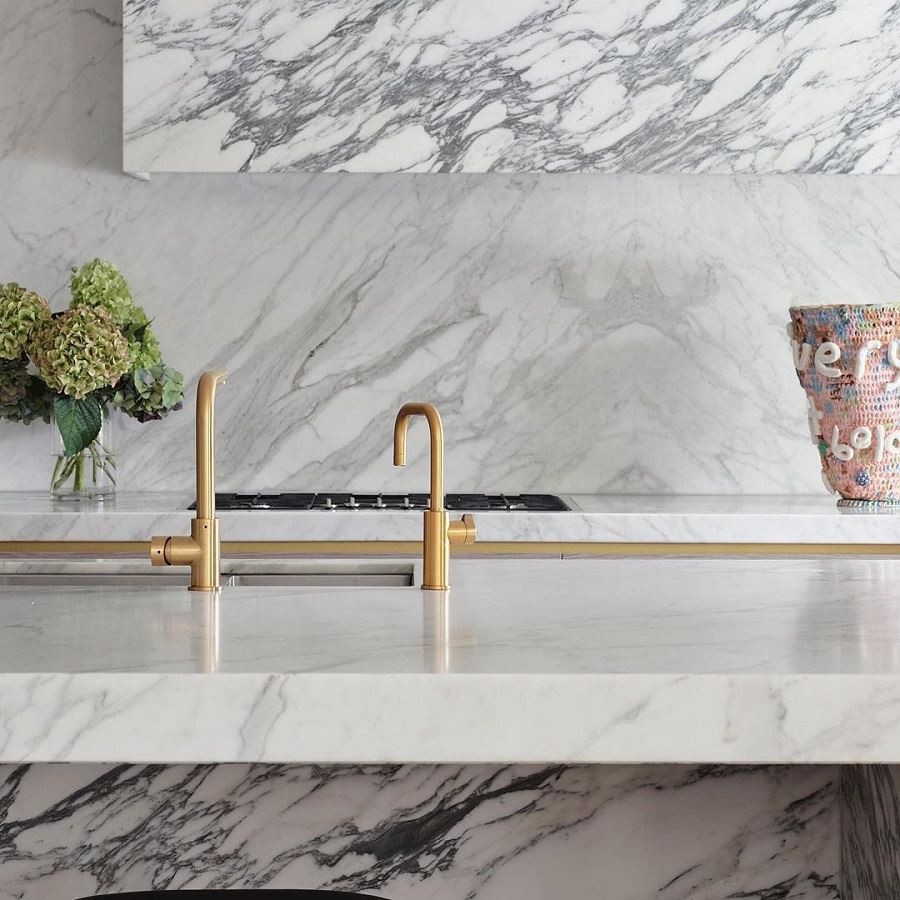 arabescato marble kitchen